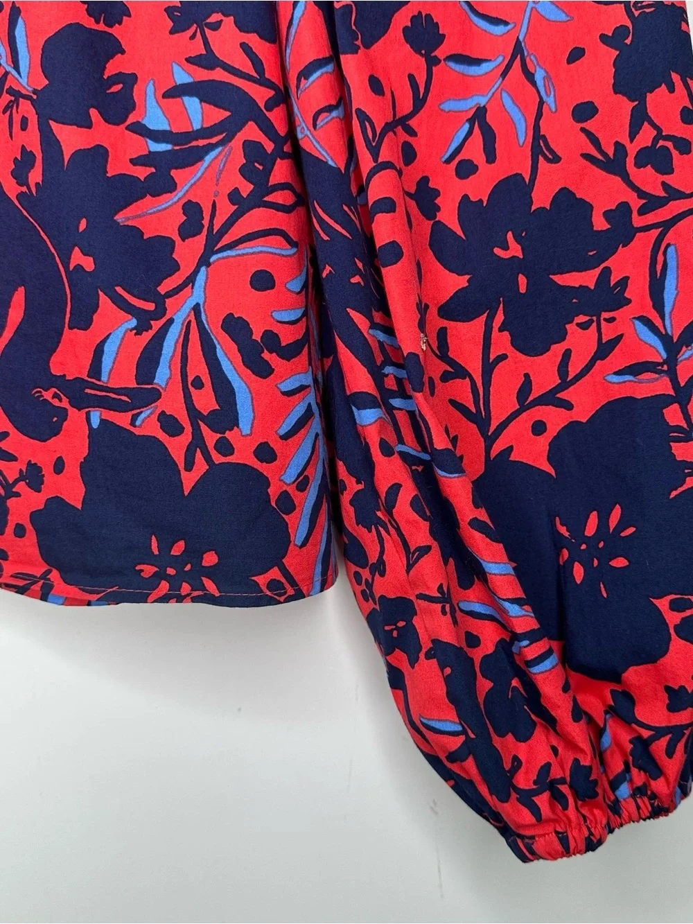 Lilly Pulitzer Lynnley Long Sleeve Blouse Red Blue Heron My Own Print XS